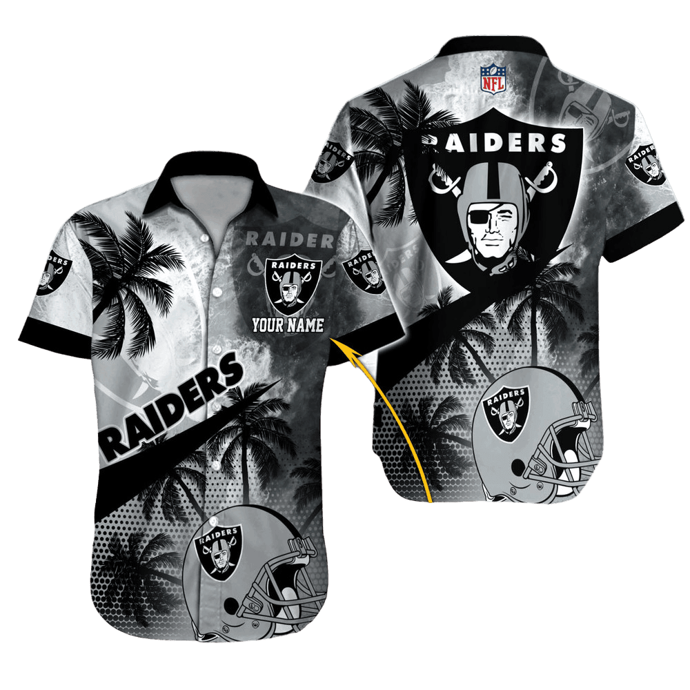 Personalized Las Vegas Raiders Palms & Helmets Hawaiian Shirt