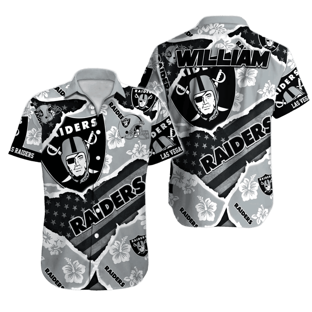 Personalized Las Vegas Raiders Patriotic Tropic Hawaiian Shirt