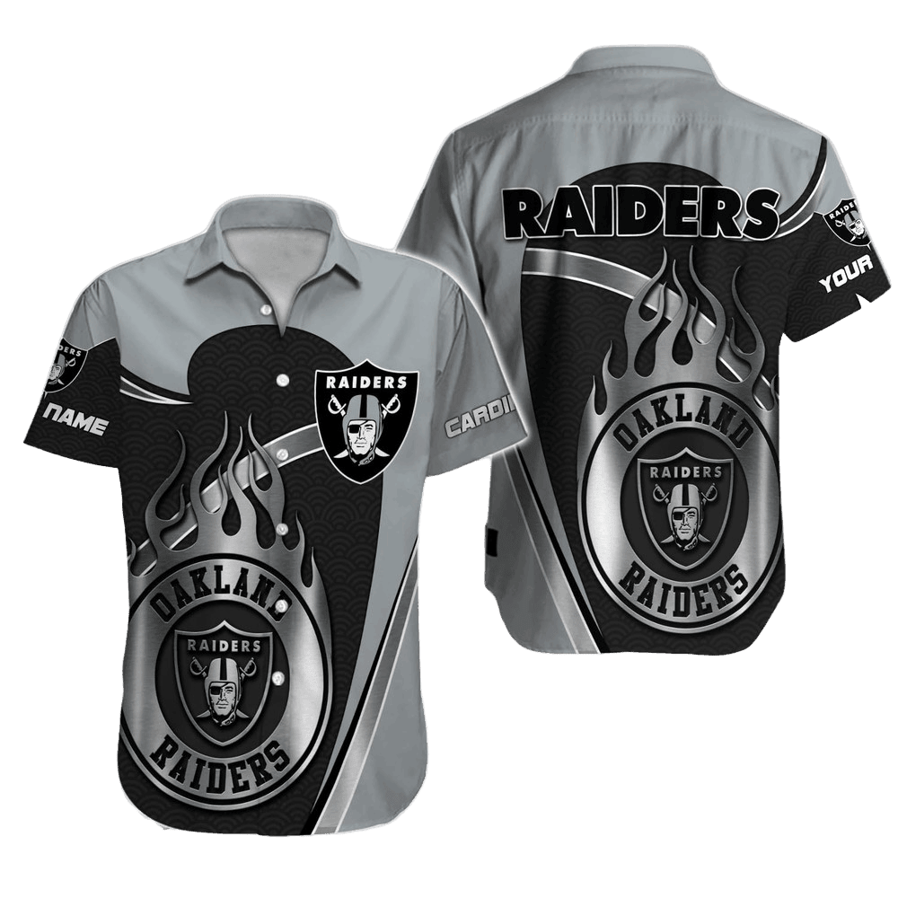 Personalized Las Vegas Raiders Silver Flame Hawaiian Shirt
