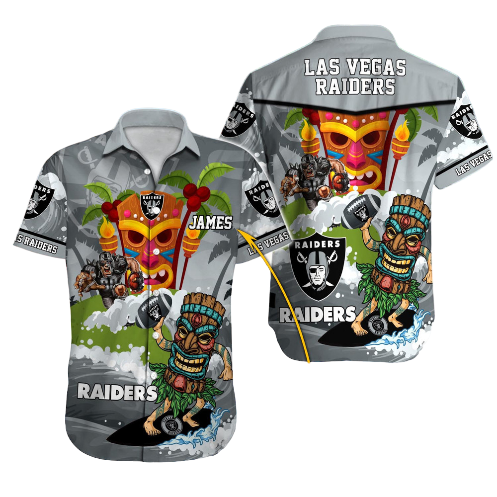 Personalized Las Vegas Raiders Tiki Adventure Hawaiian Shirt