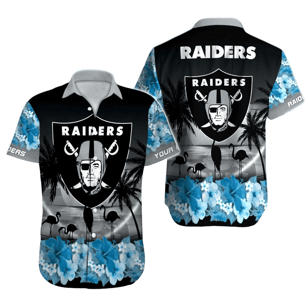 Personalized Las Vegas Raiders Tropical Glow Hawaiian Shirt