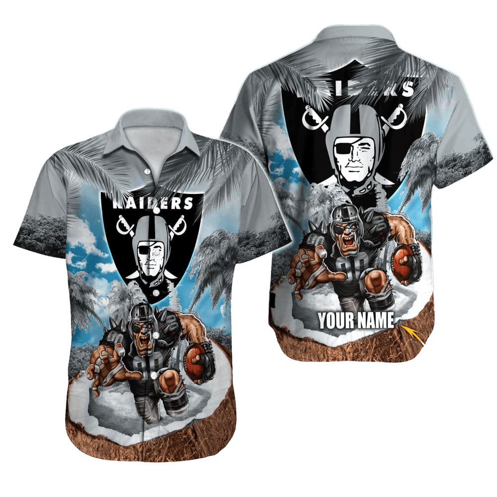 Personalized Las Vegas Raiders Tropical Island Blitz Hawaiian Shirt