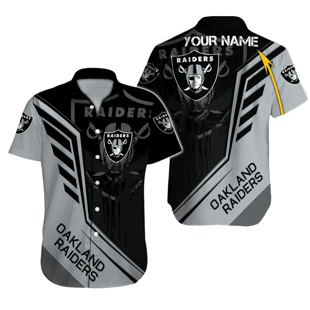 Personalized Las Vegas Raiders Velocity Stripe Hawaiian Shirt
