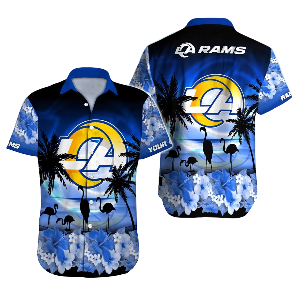 Personalized Los Angeles Rams Flamingo Dusk Hawaiian Shirt