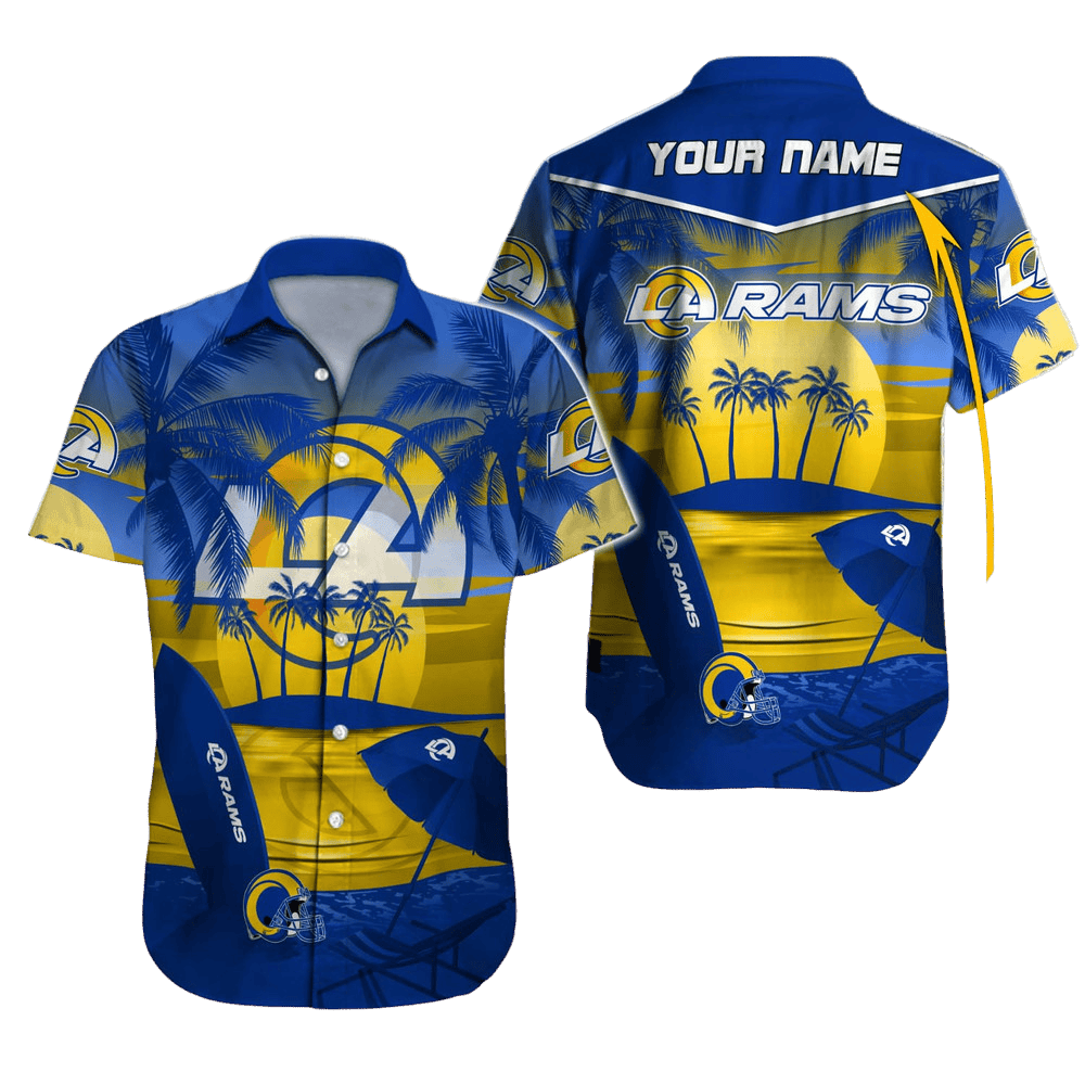 Personalized Los Angeles Rams Golden Sunset Hawaiian Shirt