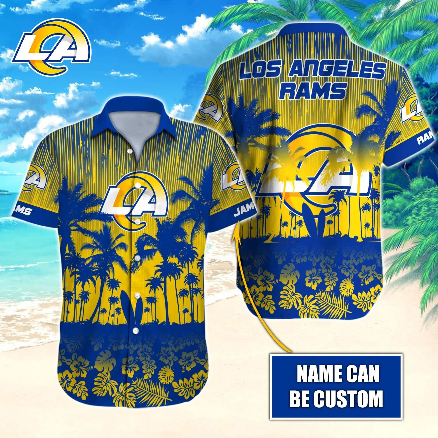 Personalized Los Angeles Rams Golden Tropics Hawaiian Shirt