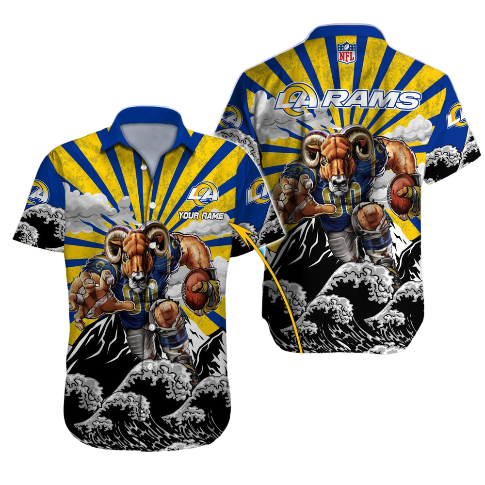 Personalized Los Angeles Rams Rising Sun Hawaiian Shirt