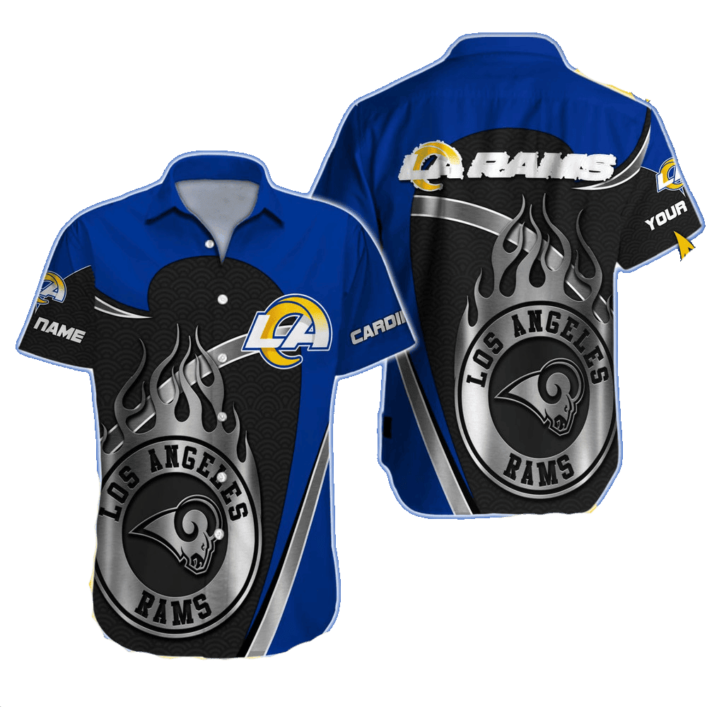 Personalized Los Angeles Rams Silver Flame Hawaiian Shirt
