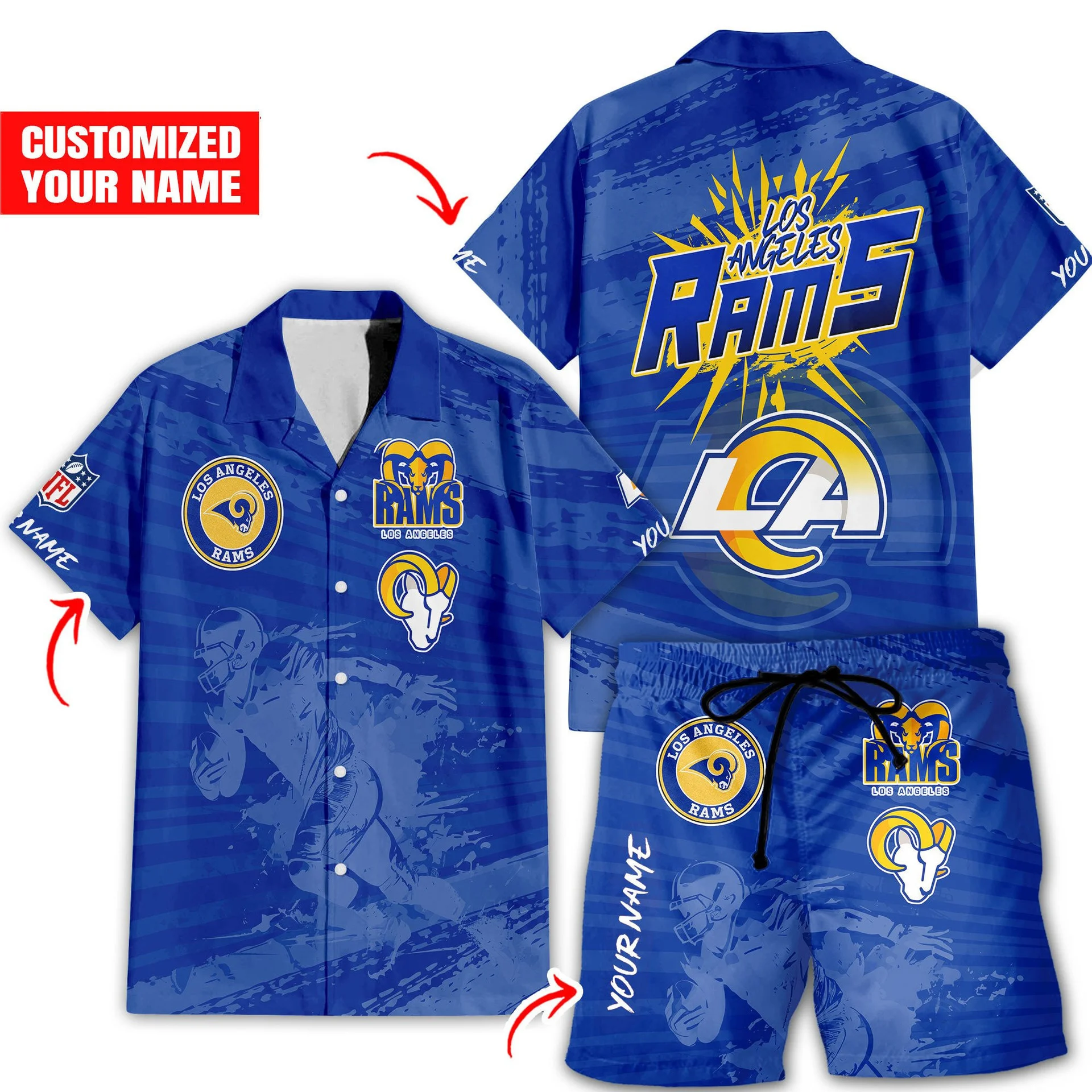Personalized Los Angeles Rams Starburst Pride Hawaiian Shirt