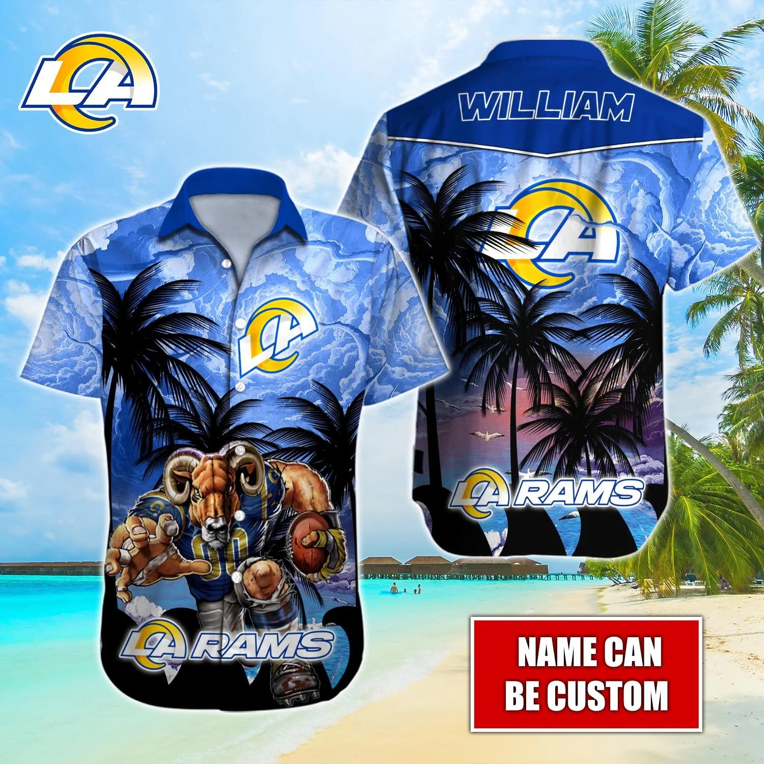 Personalized Los Angeles Rams Stormy Sunset Hawaiian Shirt