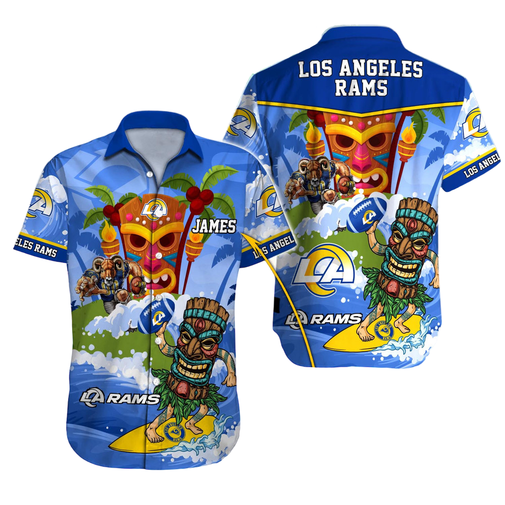 Personalized Los Angeles Rams Surf Tiki Hawaiian Shirt