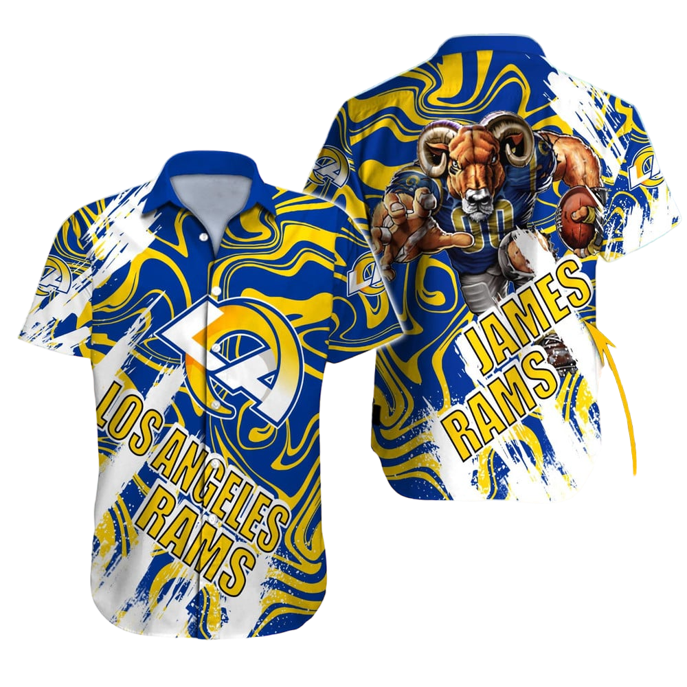 Personalized Los Angeles Rams Swirl Blitz Hawaiian Shirt