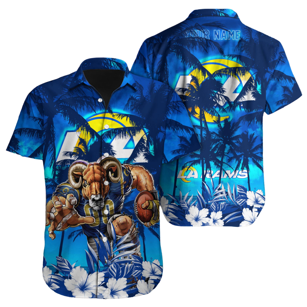 Personalized Los Angeles Rams Tropical Night Hawaiian Shirt