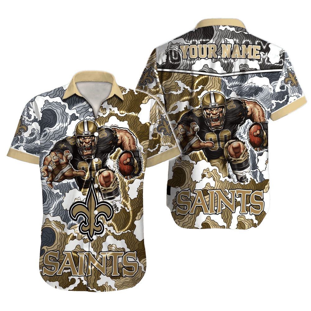 Personalized New Orleans Saints Camo Warrior Hawaiian Shirt