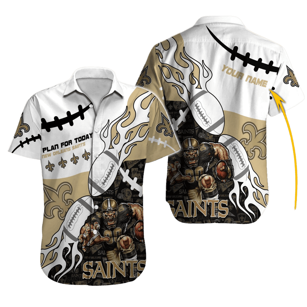 Personalized New Orleans Saints Game Plan Flame Hawaiian Shirt