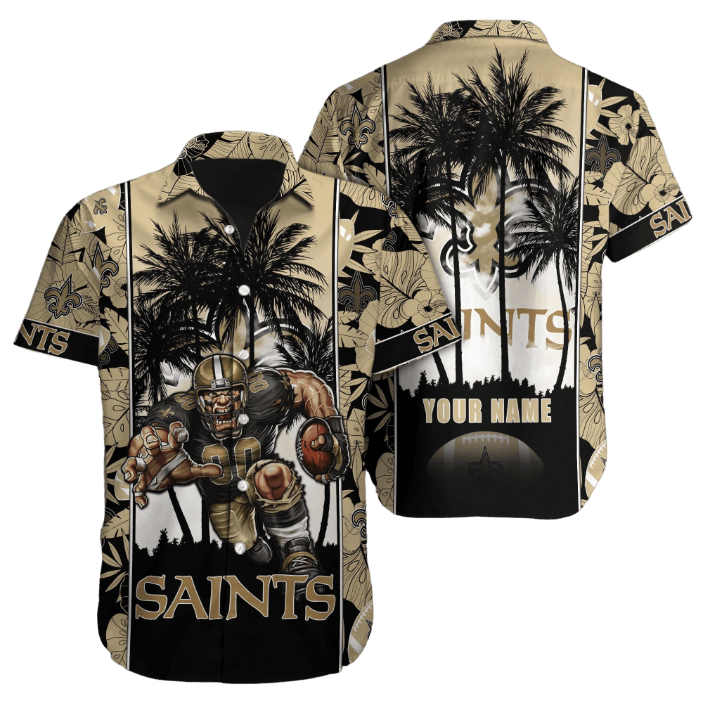 Personalized New Orleans Saints Golden Tropic Bloom Hawaiian Shirt