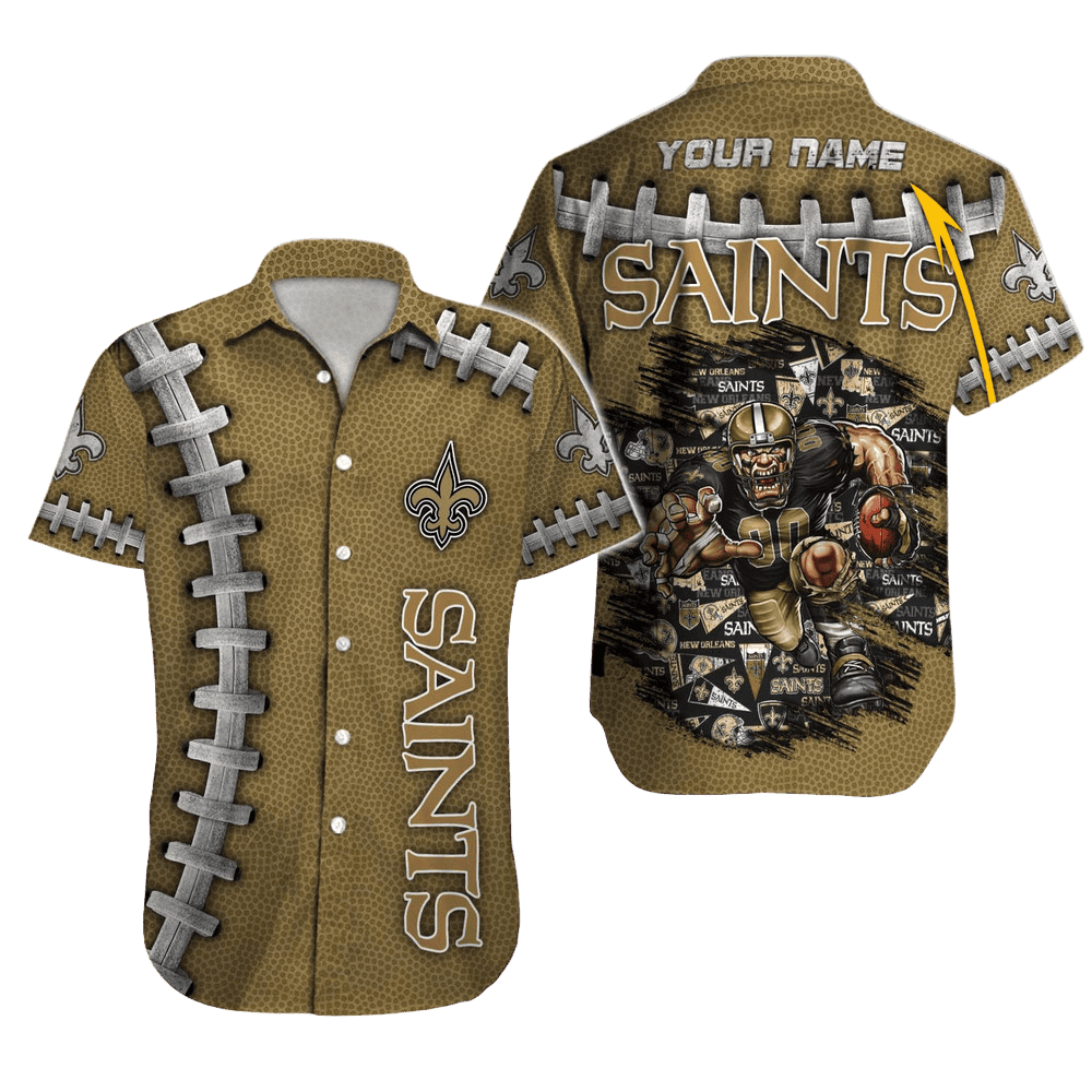 Personalized New Orleans Saints Gridiron Stitch Hawaiian Shirt