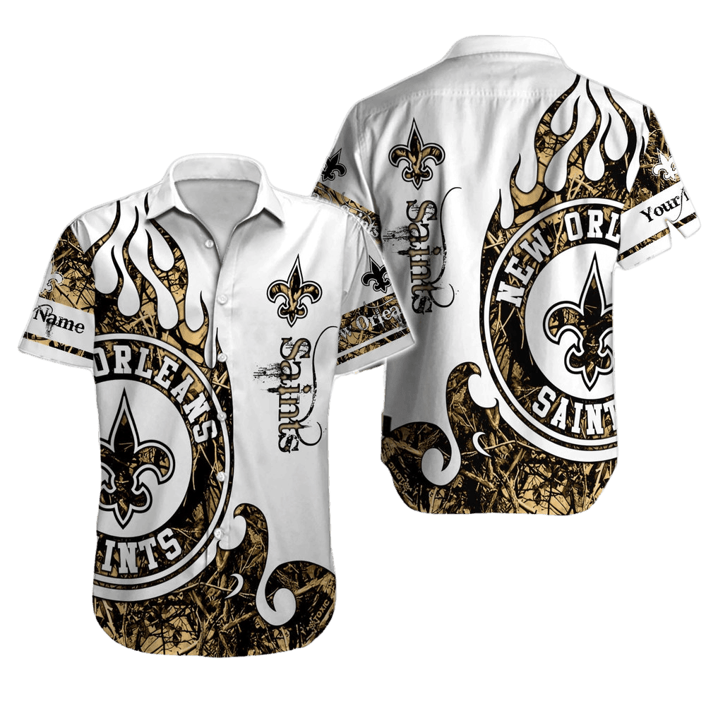 Personalized New Orleans Saints Inferno Crest Hawaiian Shirt
