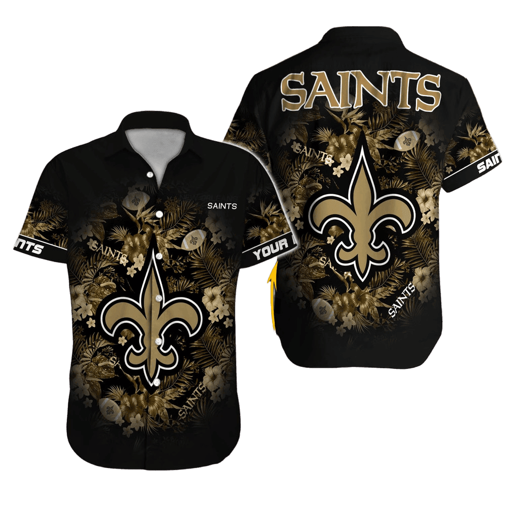 Personalized New Orleans Saints Midnight Bloom Hawaiian Shirt