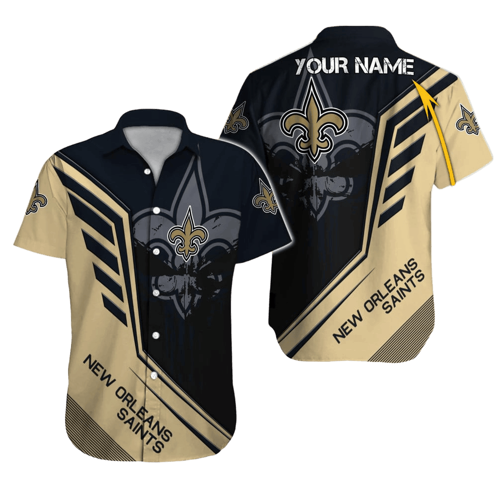 Personalized New Orleans Saints Shadow Crest Hawaiian Shirt