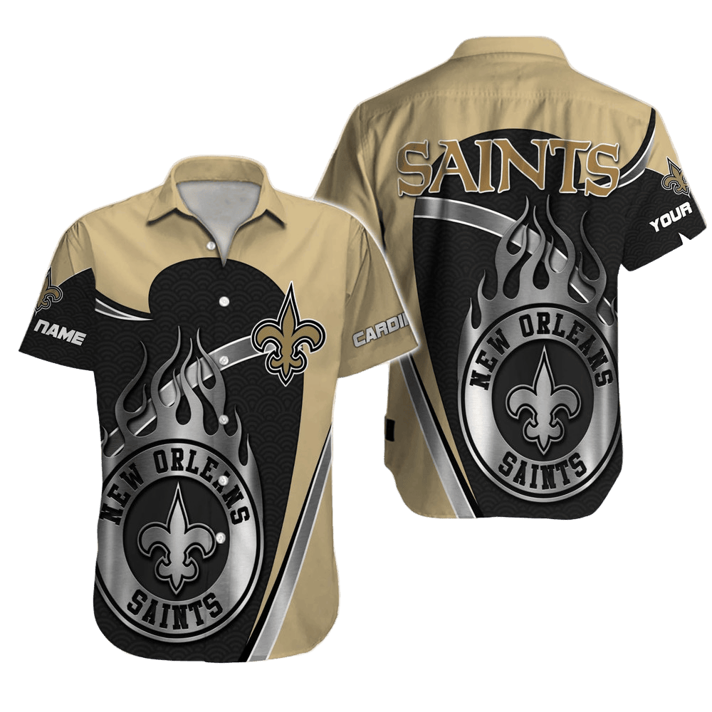 Personalized New Orleans Saints Silver Flame Hawaiian Shirt