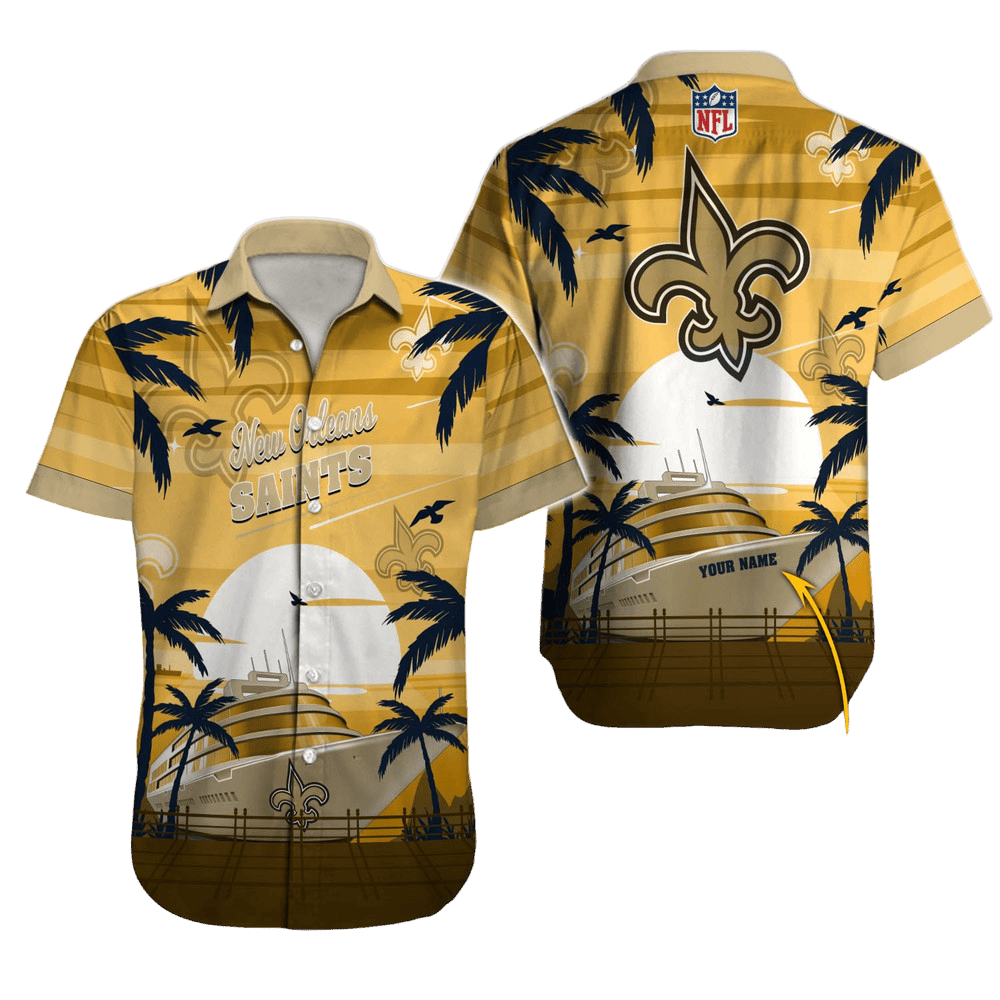 Personalized New Orleans Saints Sunset Cruise Hawaiian Shirt