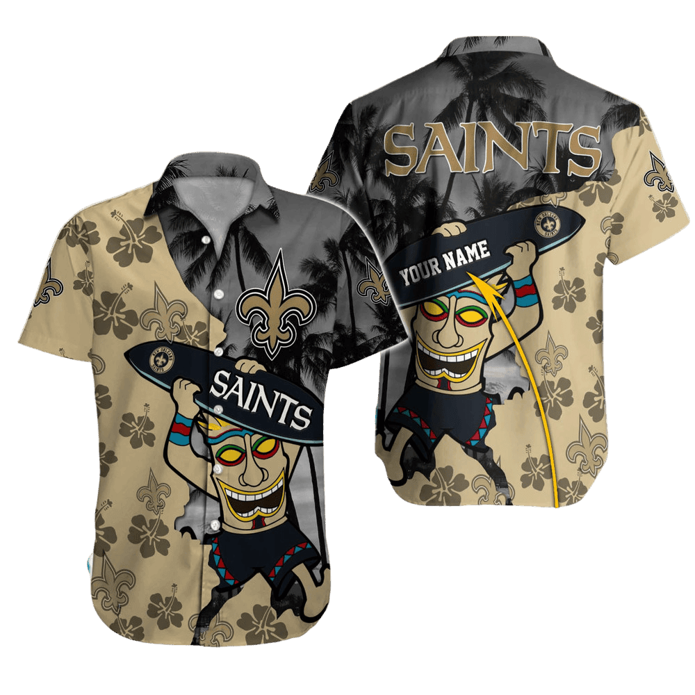 Personalized New Orleans Saints Tiki Tropic Hawaiian Shirt