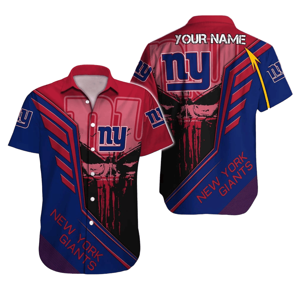 Personalized New York Giants Champion Stripes Hawaiian Shirt