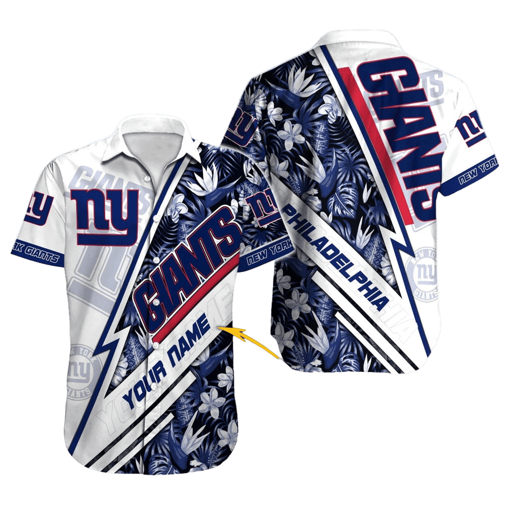 Personalized New York Giants Floral Blitz Hawaiian Shirt