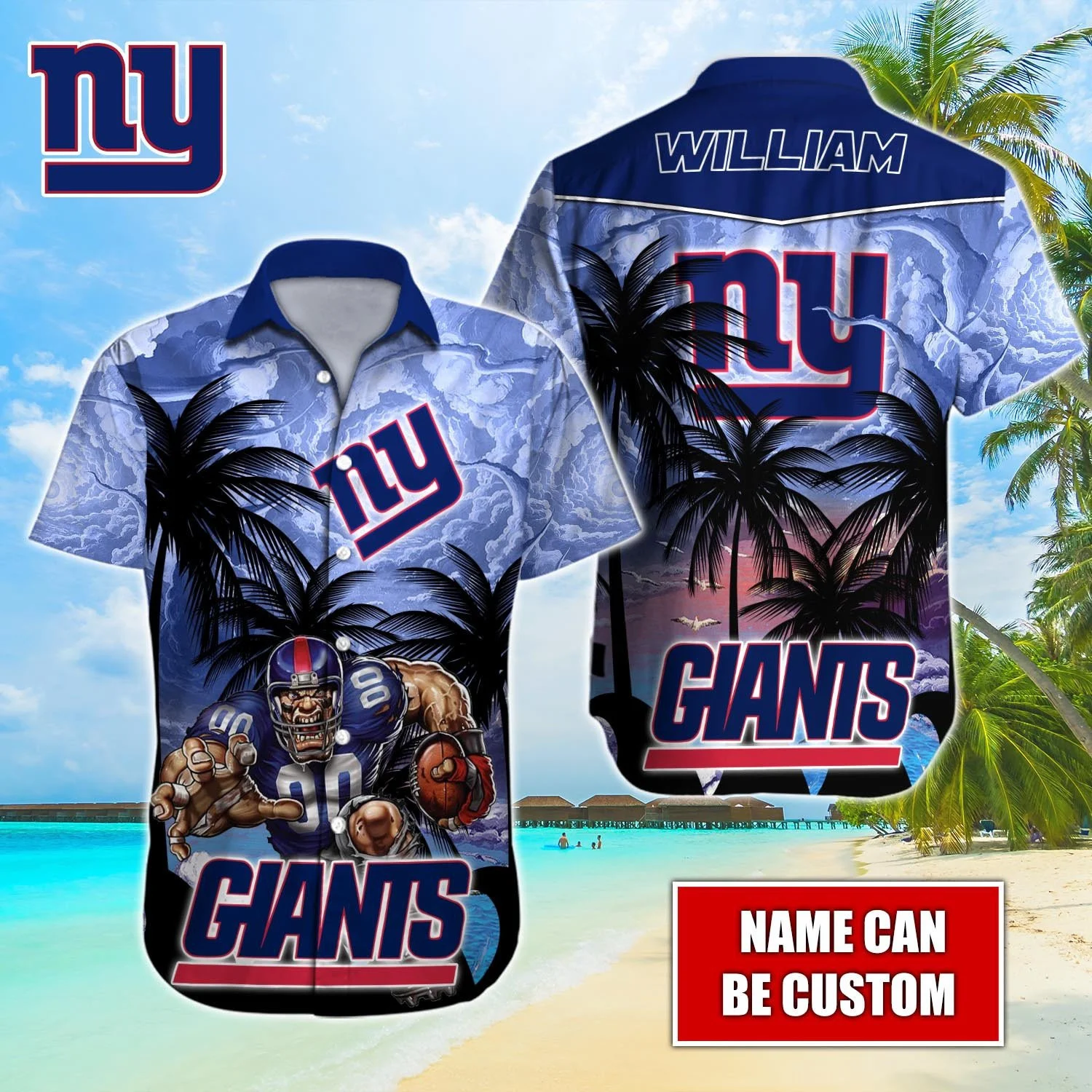 Personalized New York Giants Storm Tackle Hawaiian Shirt