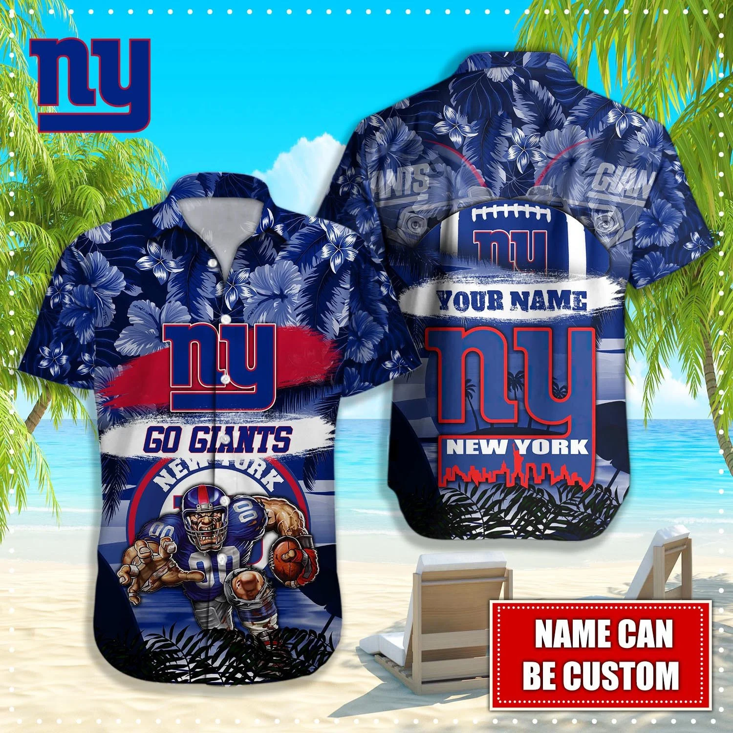Personalized New York Giants Victory Blooms Hawaiian Shirt