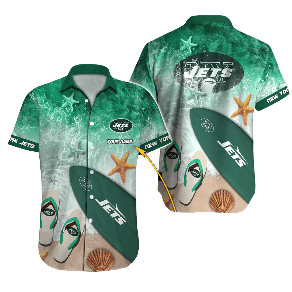 Personalized New York Jets Beach Wave Hawaiian Shirt