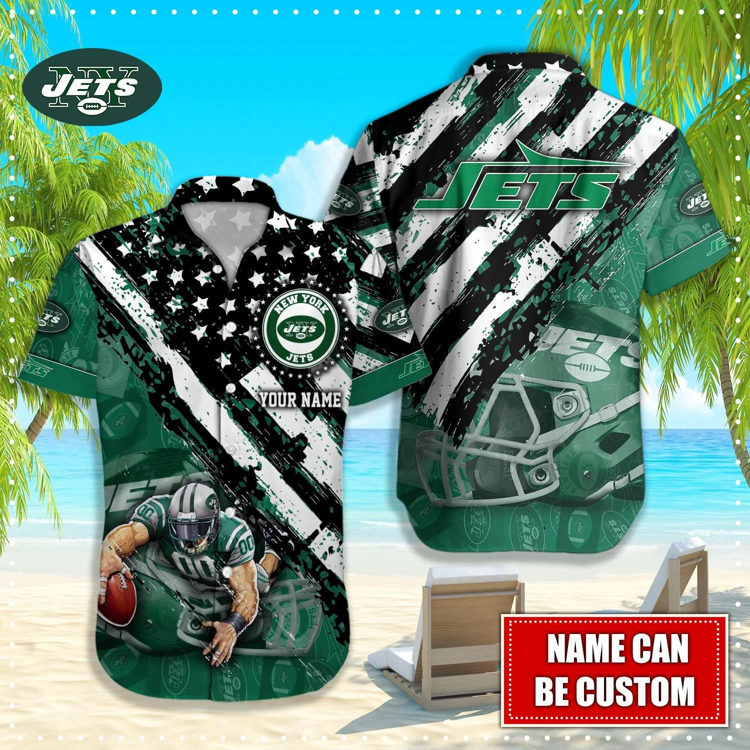 Personalized New York Jets Gridiron Glory Hawaiian Shirt