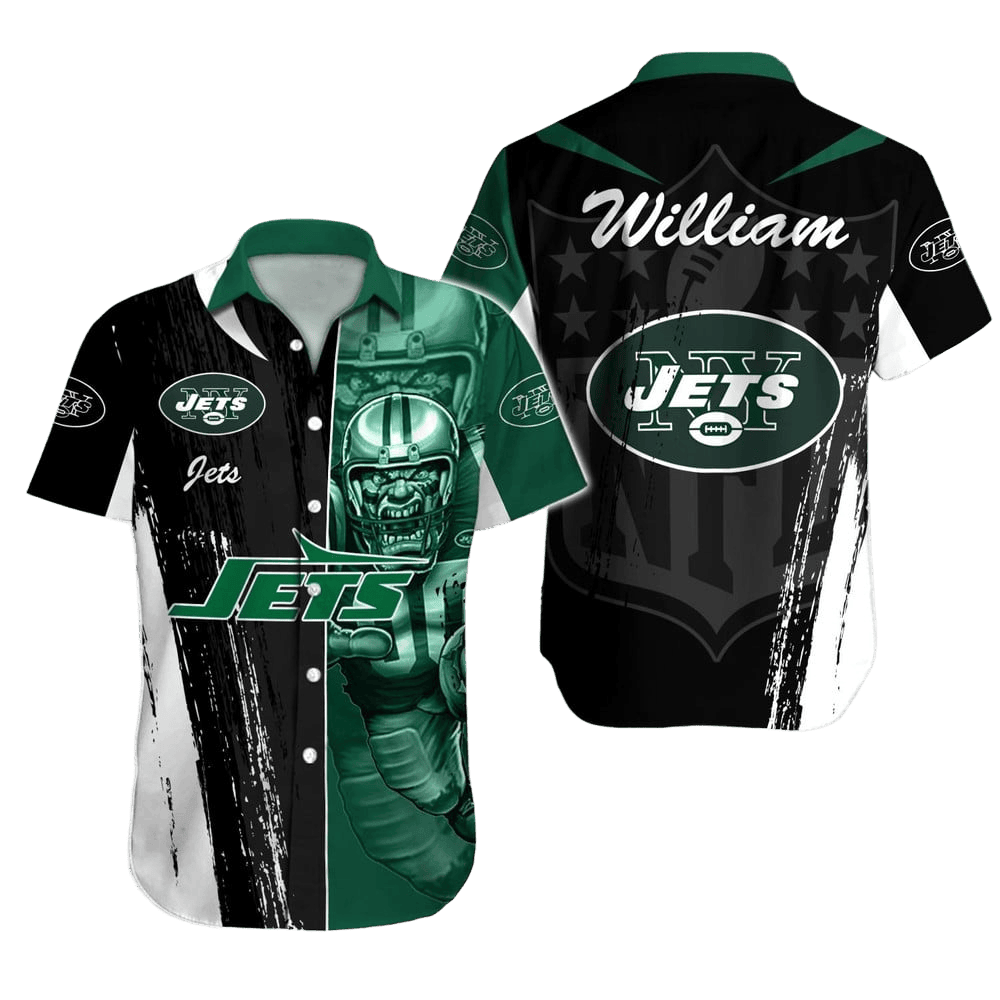 Personalized New York Jets Gridiron Star Hawaiian Shirt