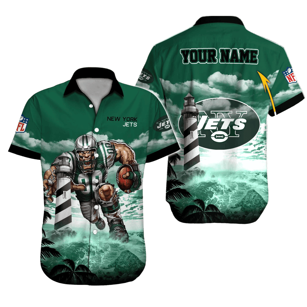Personalized New York Jets Lighthouse Surge Hawaiian Shirt