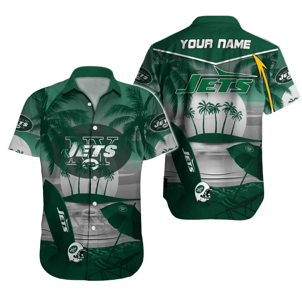 Personalized New York Jets Sunset Paradise Hawaiian Shirt