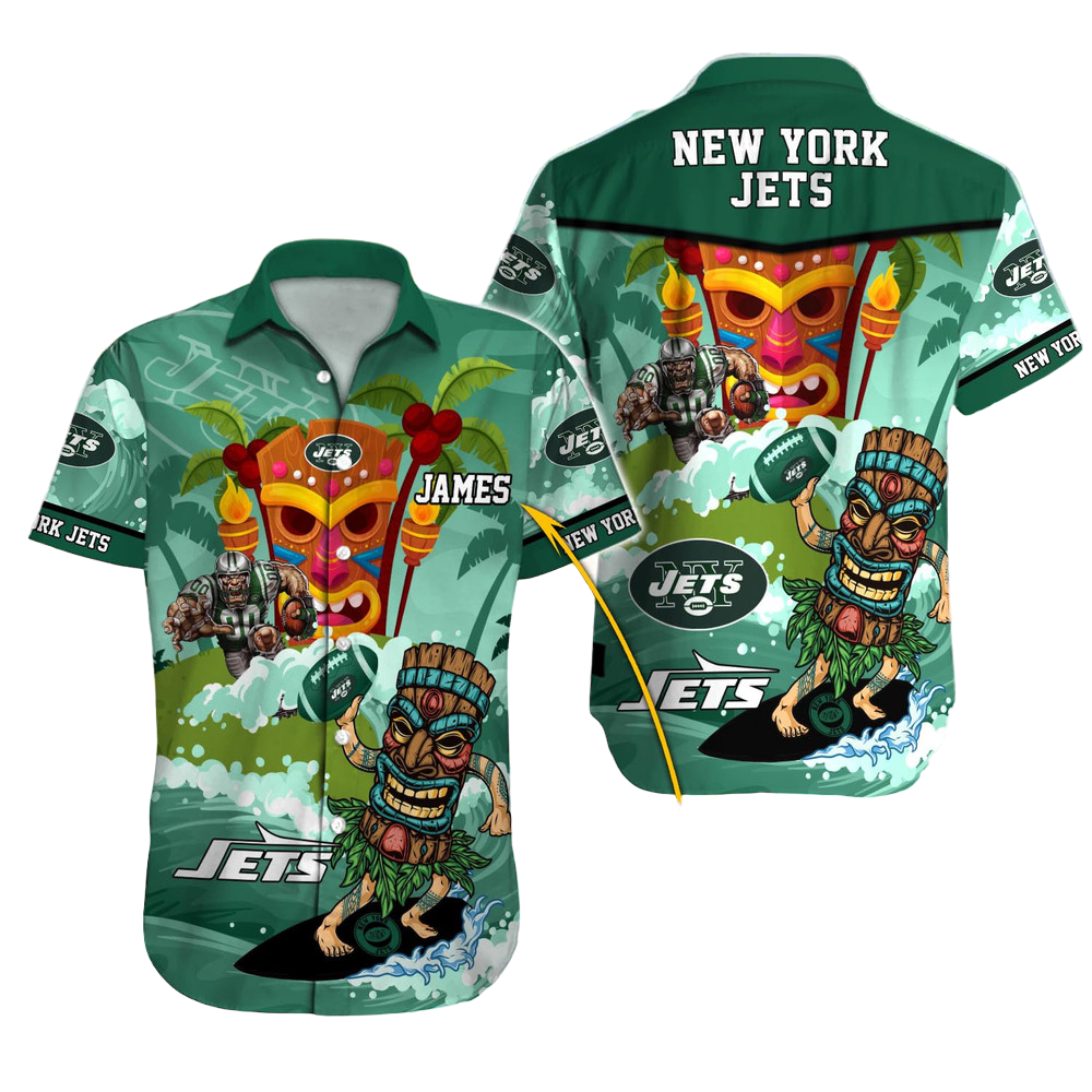 Personalized New York Jets Tiki Wave Hawaiian Shirt