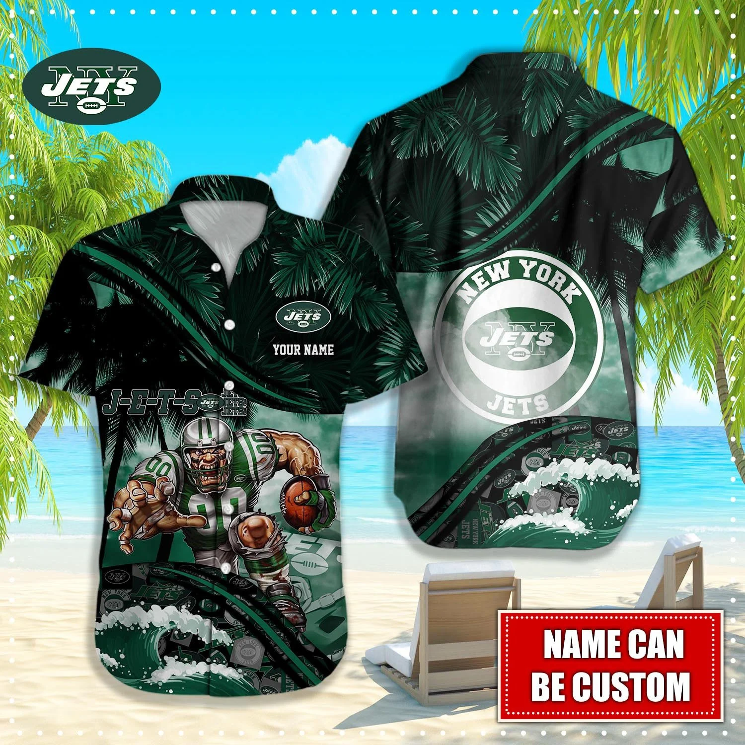 Personalized New York Jets Tropical Beast Hawaiian Shirt