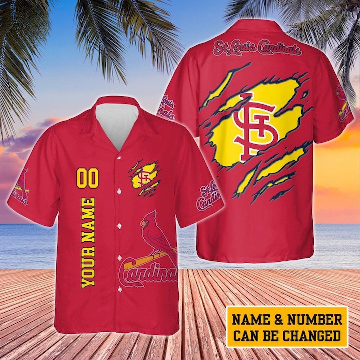 Personalized St. Louis Cardinals Claw Sunset Hawaiian Shirt