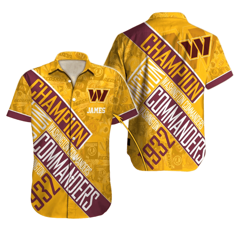 Personalized Washington Commanders Champion Stripes Hawaiian Shirt