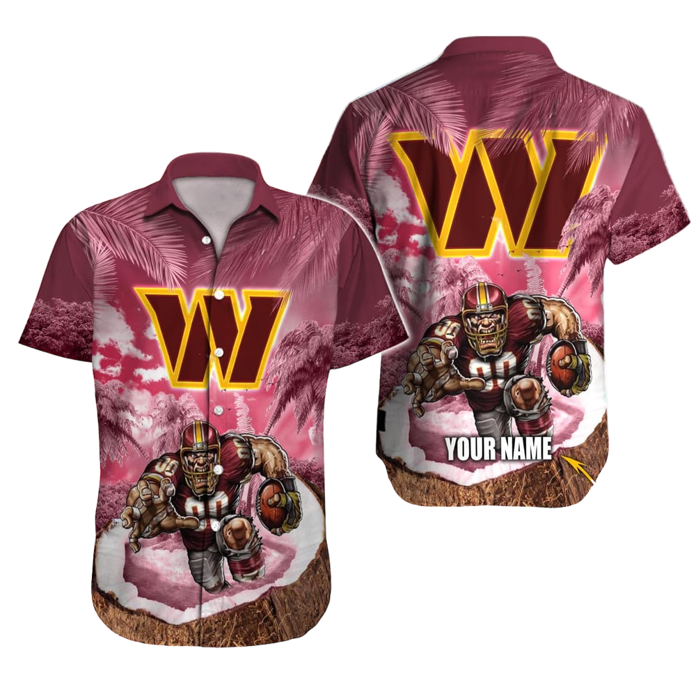 Personalized Washington Commanders Palm Rush Hawaiian Shirt