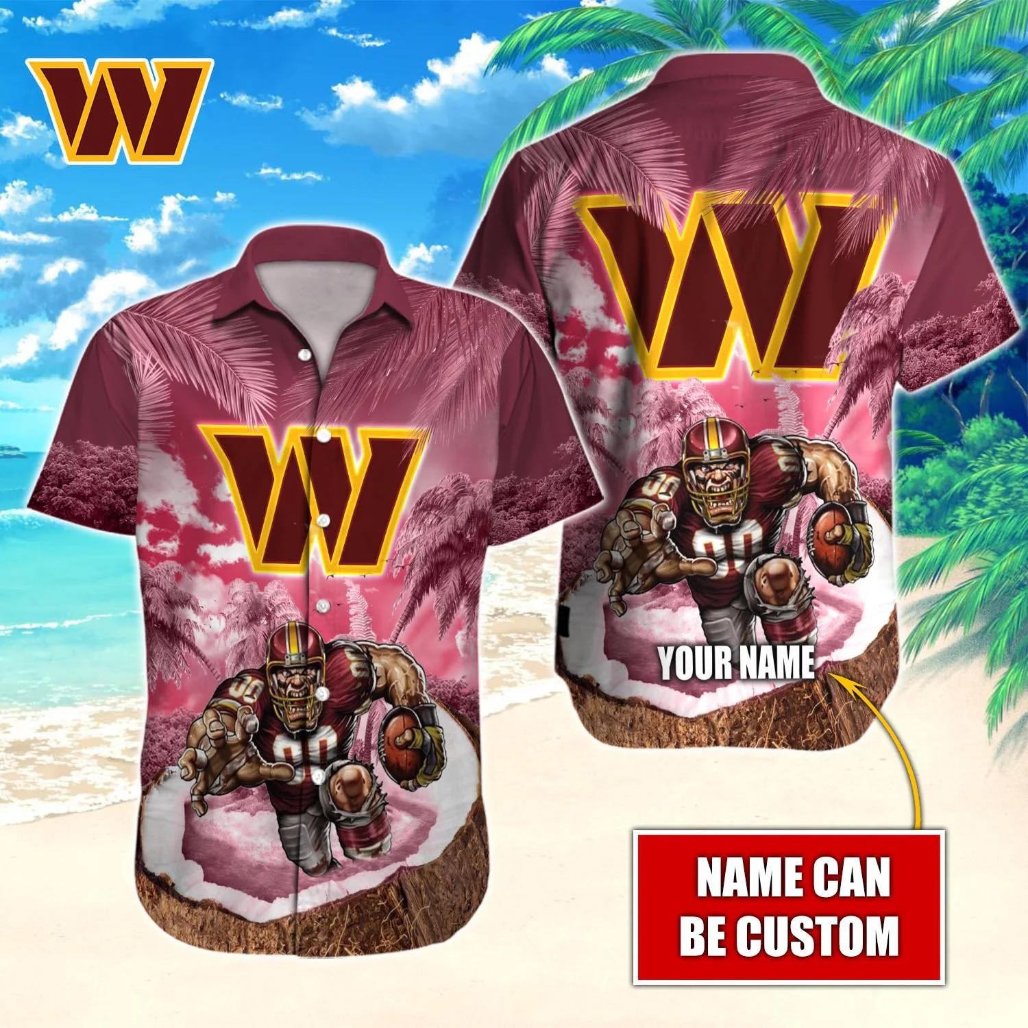 Personalized Washington Commanders Warrior Charge Hawaiian Shirt