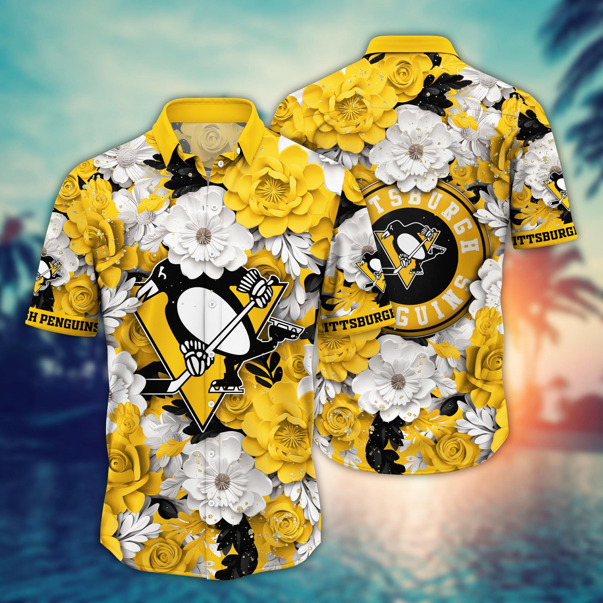 Pittsburgh Penguins Floral Elegance Hawaiian Shirt