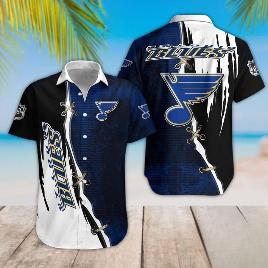 St. Louis Blues Bold Stitch Hawaiian Shirt