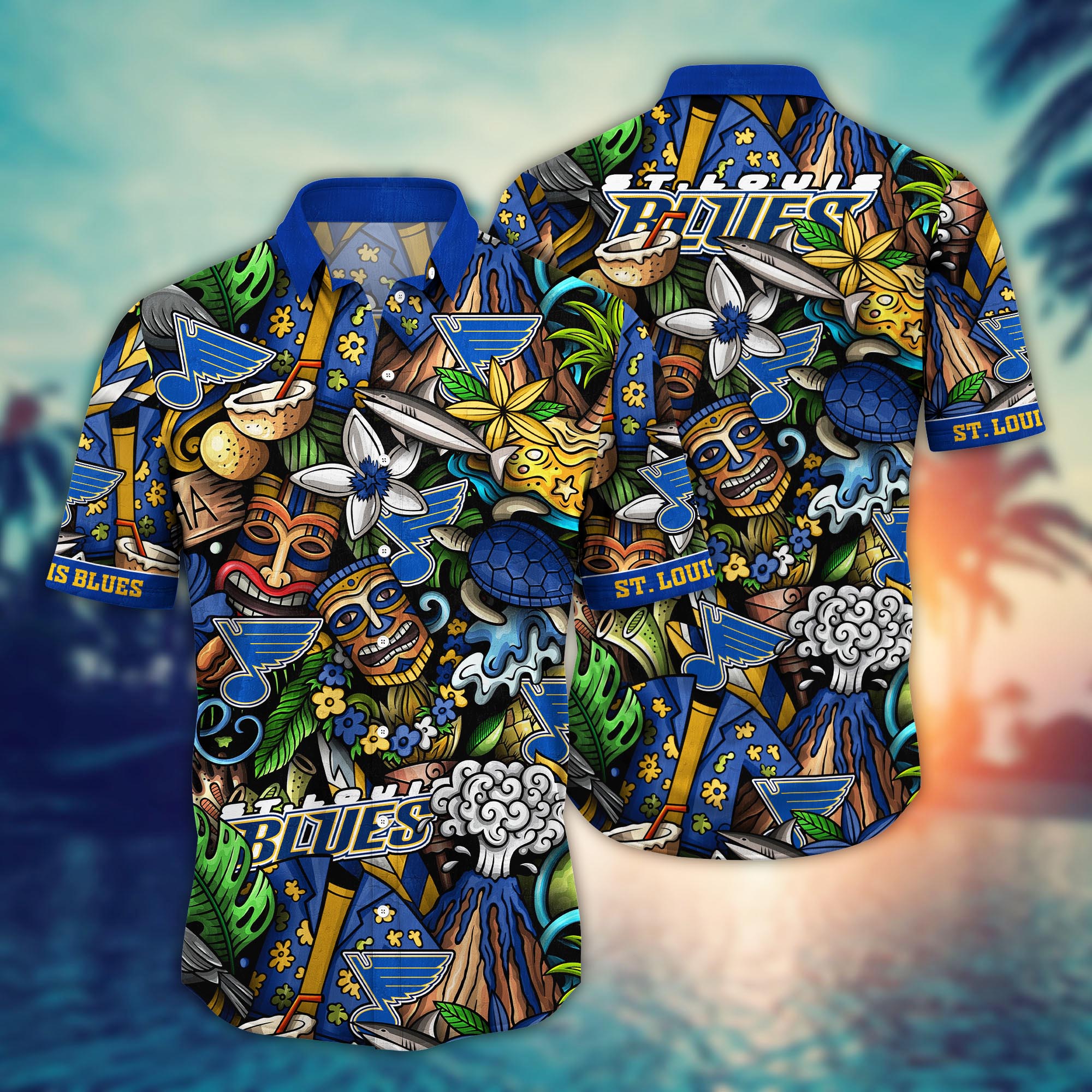 St. Louis Blues Tiki Paradise Hawaiian Shirt