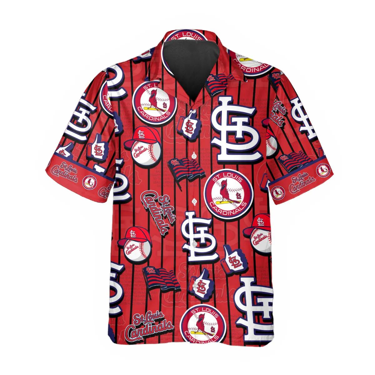 St. Louis Cardinals Dugout Stripes Hawaiian Shirt