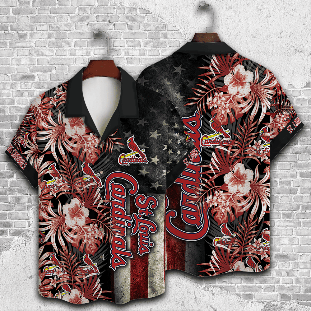 St. Louis Cardinals Patriotic Floral Hawaiian Shirt