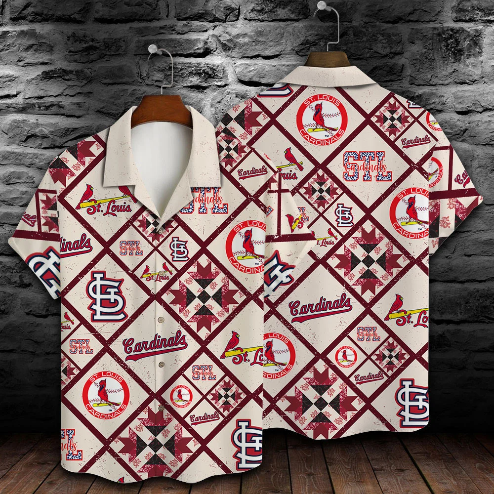 St. Louis Cardinals Quilt Patch Hawaiian Shirt