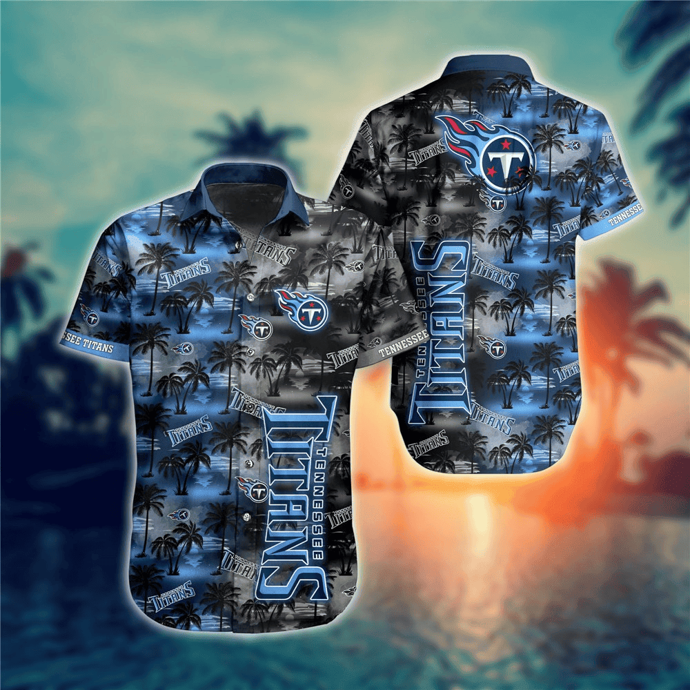 Tennessee Titans Palm Horizon Hawaiian Shirt