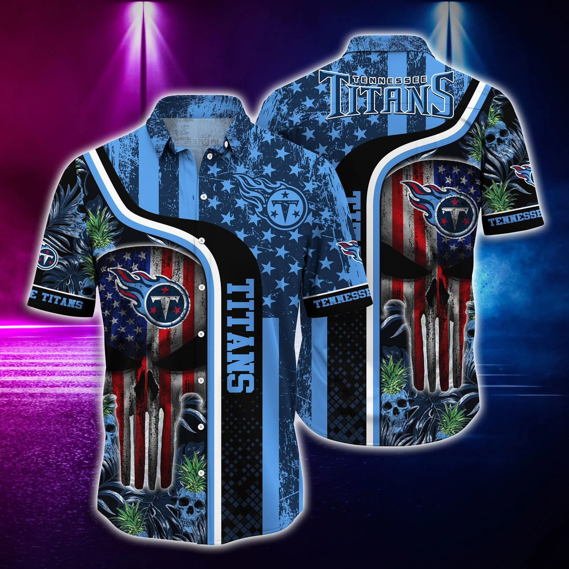 Tennessee Titans Patriot Skull Hawaiian Shirt